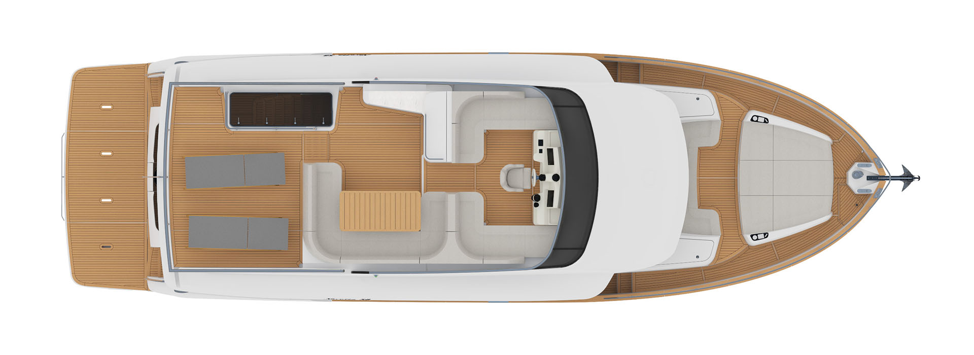 Upper deck plan of the Navetta 58.