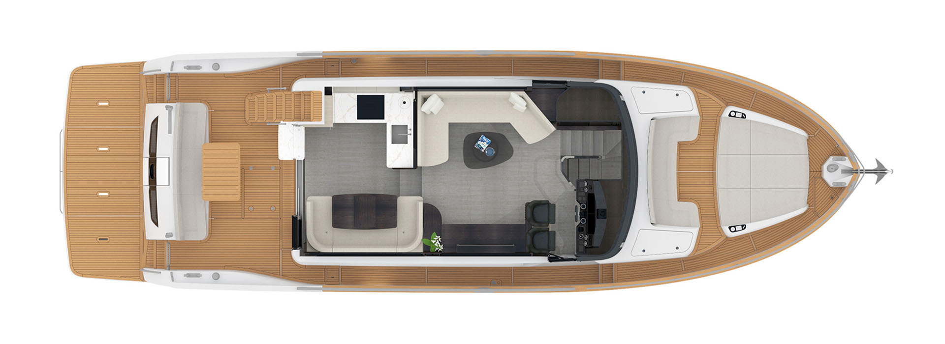Main deck plan of the Navetta 58.