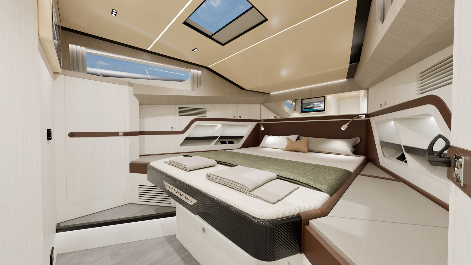 Cabin with a double berth below deck