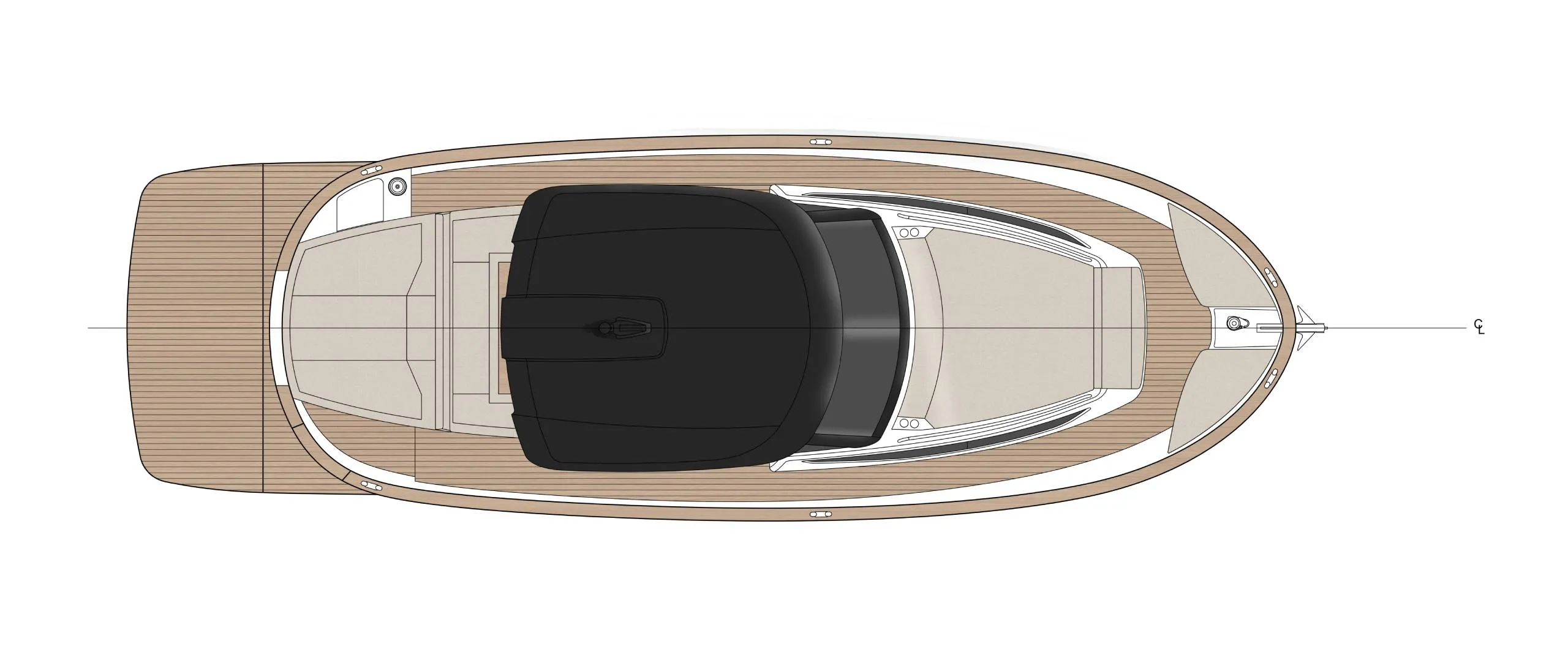 Deck plan of the Gozzo 42 seen from above