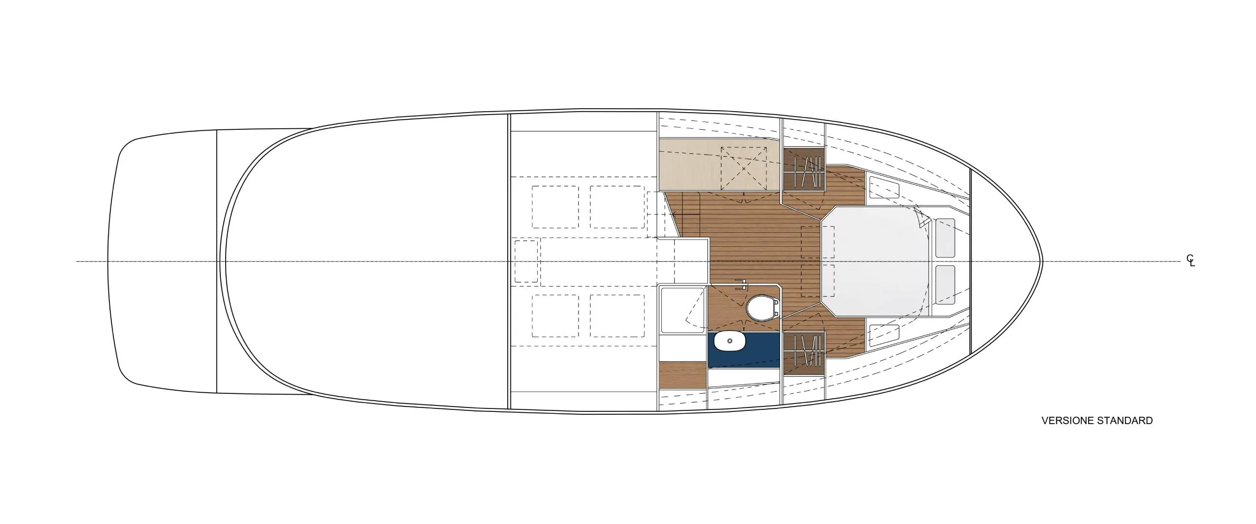 Standard interior layout drawing of the Gozzo 42