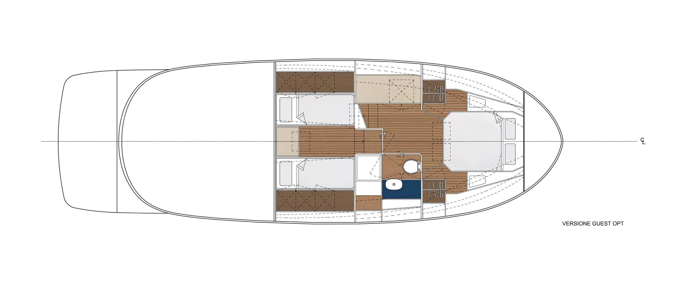 Guest interior layout drawing of the Gozzo 42