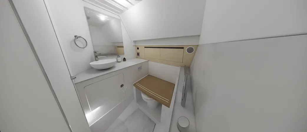 Head compartment with basin and shower