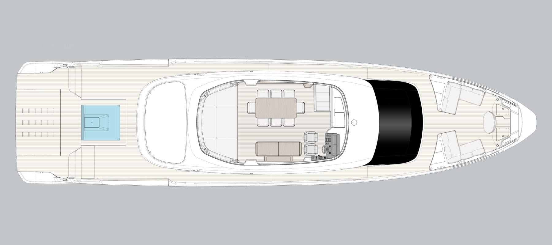 Flybridge general arrangement drawing of the Azimut Seadeck 9
