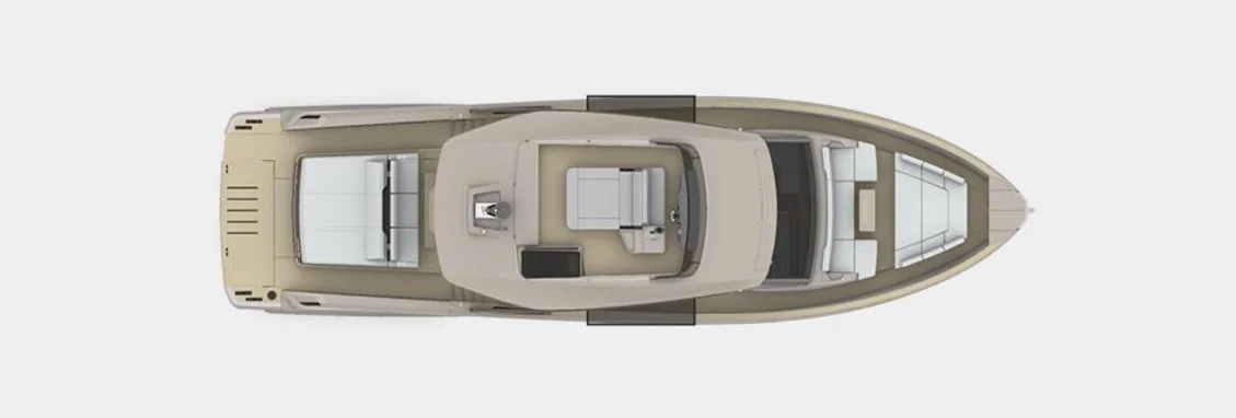 Upper deck plan, seen from above with the hardtop in place.