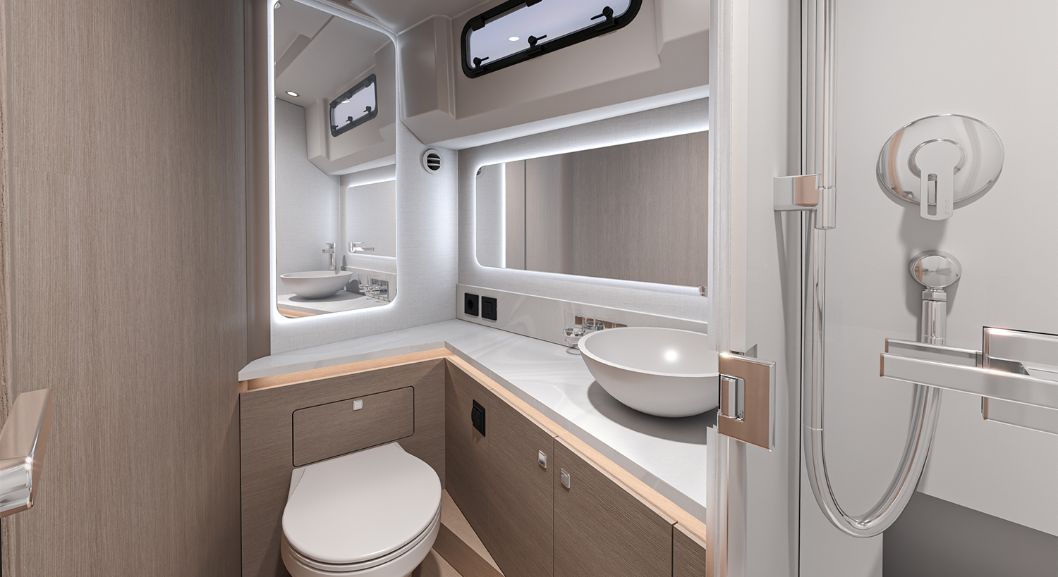 Bathroom with basin, toilet and separate shower