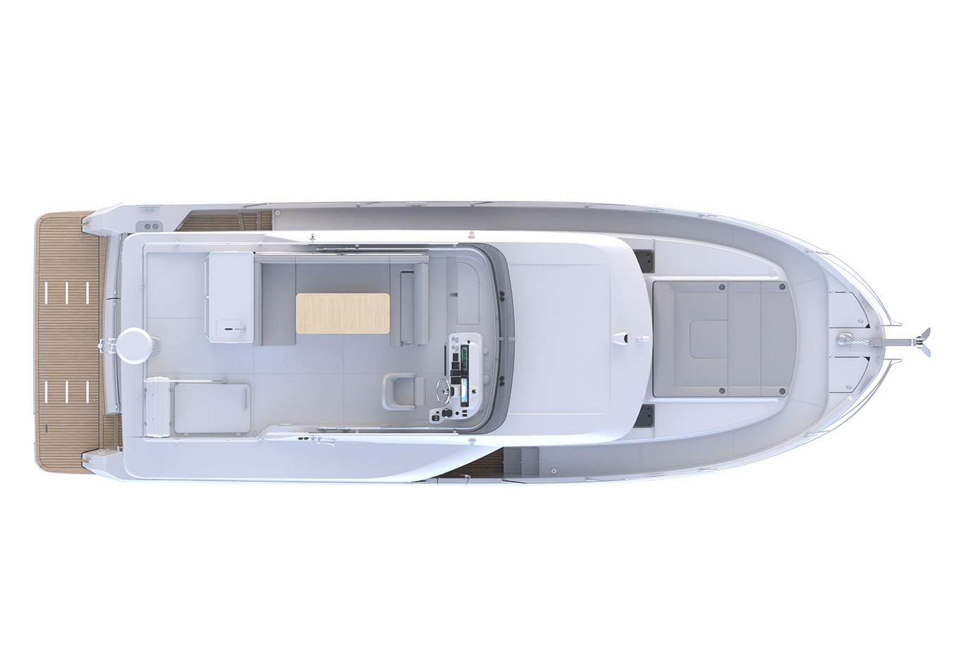 Flybridge layout drawing of the Swift Trawler 43 Fly