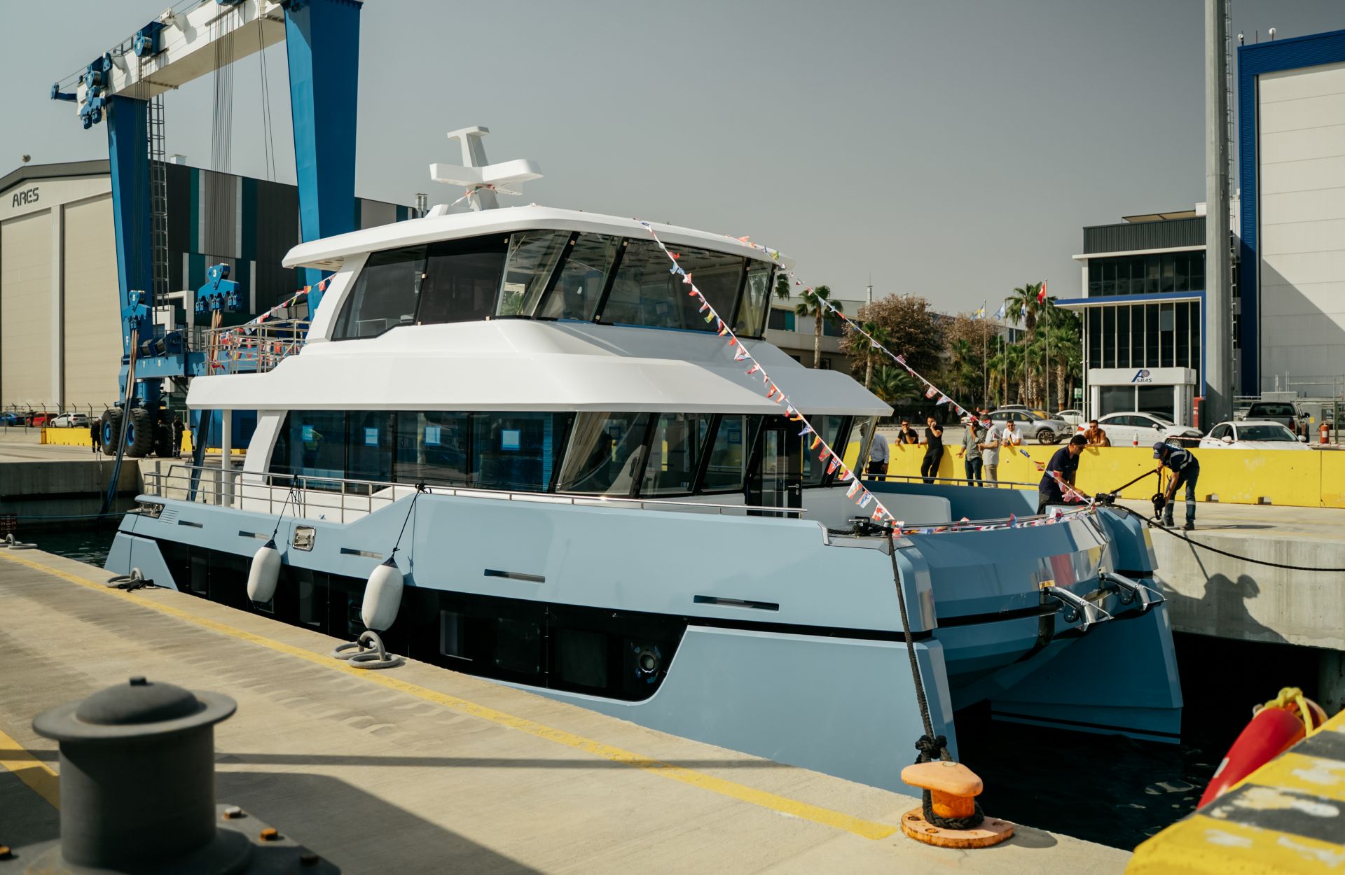 The BC60 alongside the quay after launch
