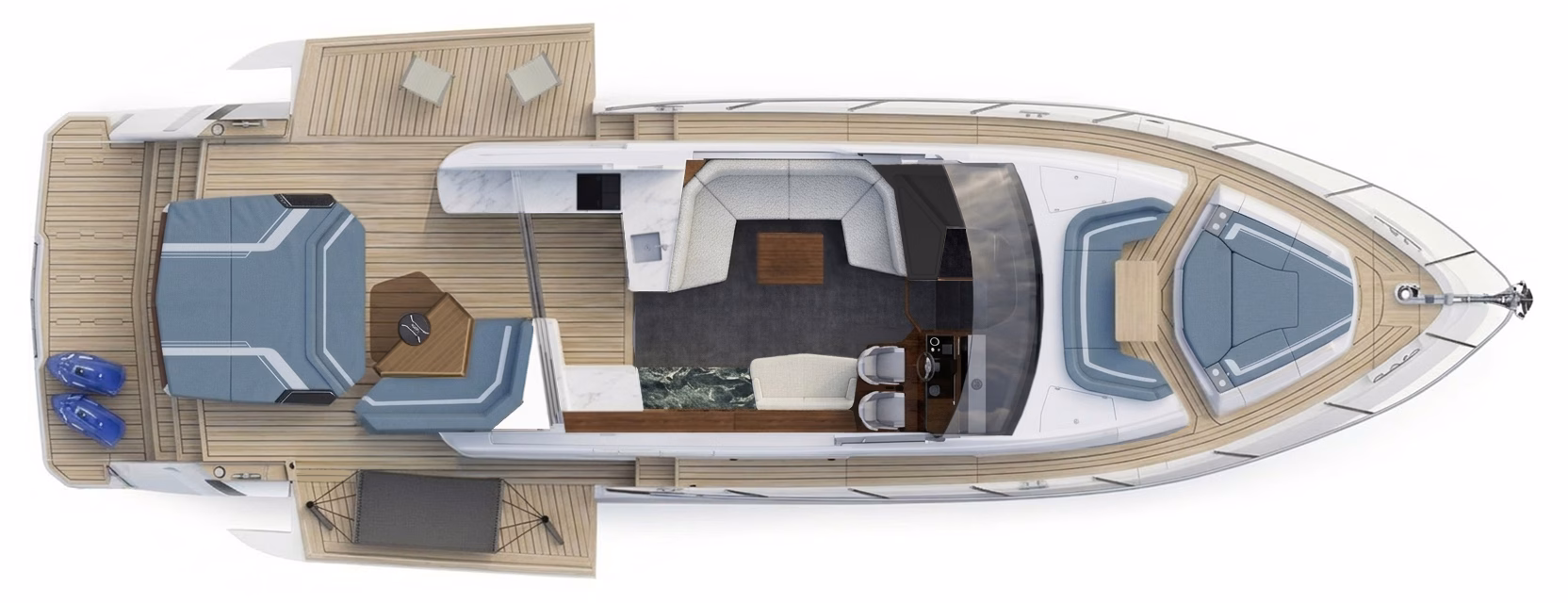 Main deck layout drawing of the Targa 58 GTO