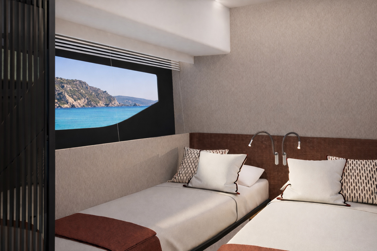 A daybed under a hull window
