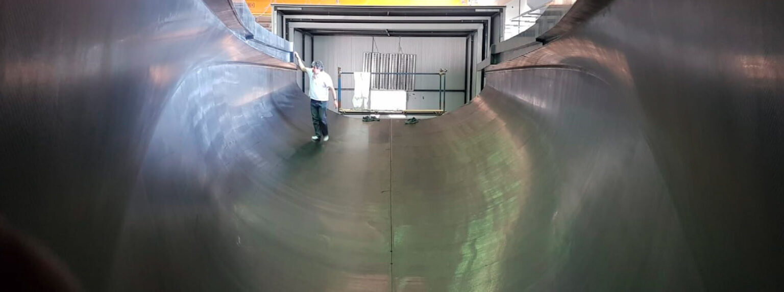 Inside the yard, looking into a hull mould