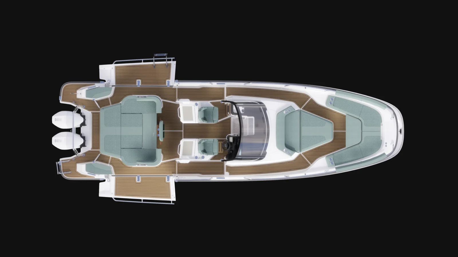 Nimbus's top view with the hull-side balconies folded out