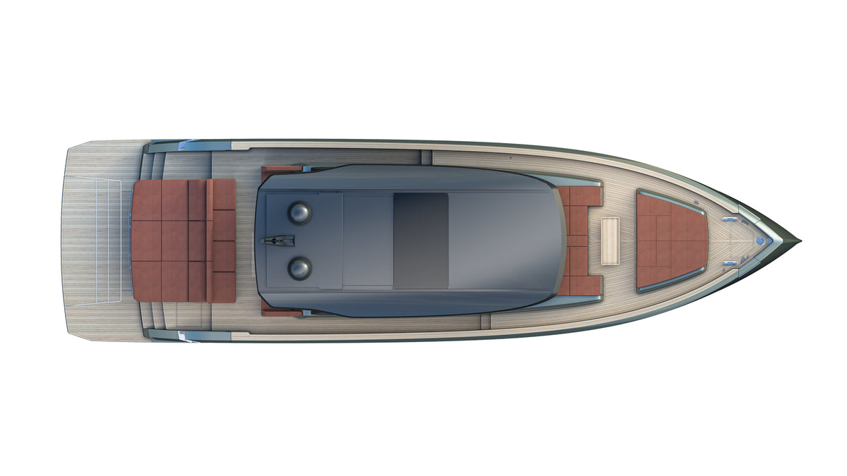 Pardo's top view of the GT65's main deck with the hardtop removed