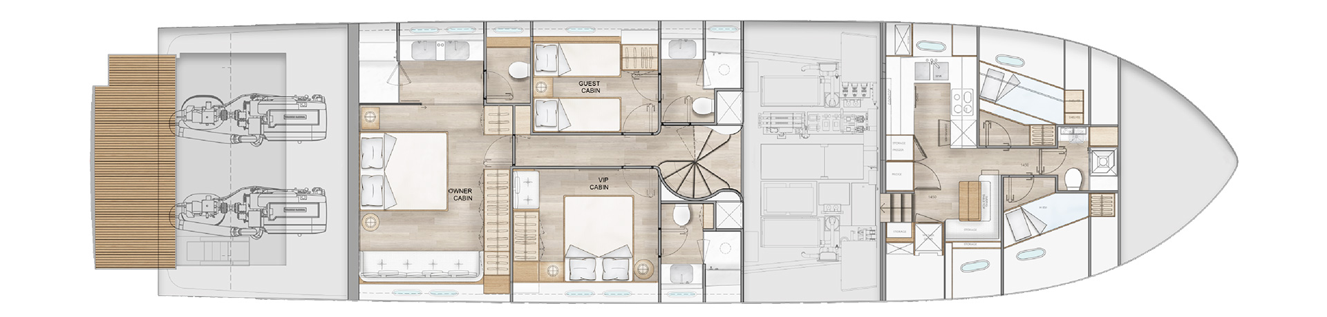 Sanlorenzo's lower deck plan