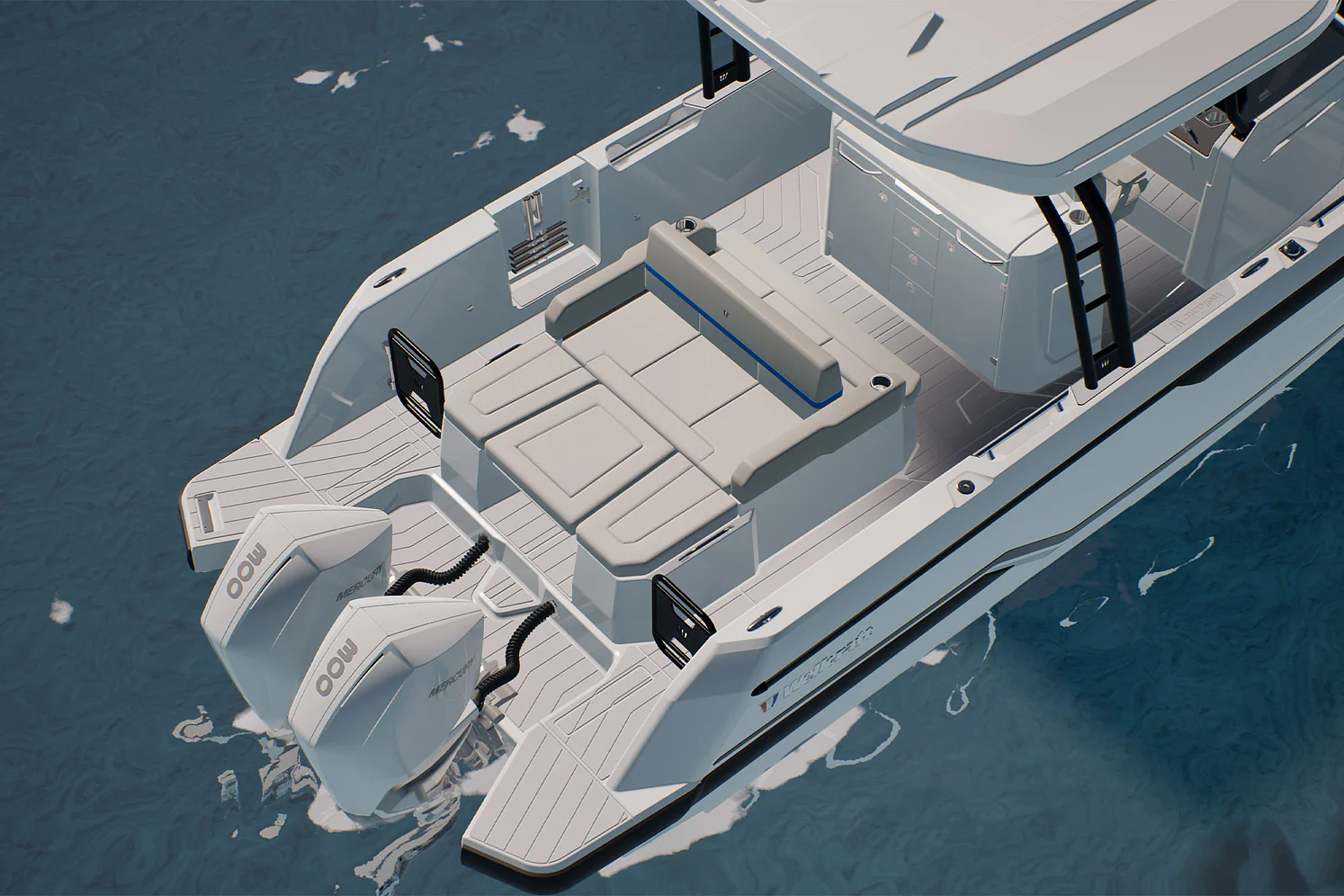 The Relax layout with the sunbed made up across the aft cockpit
