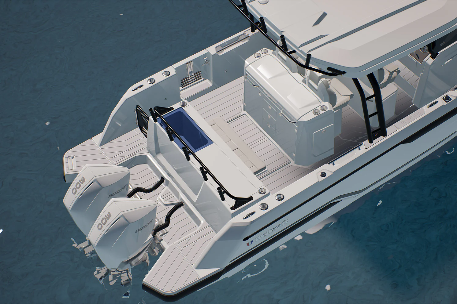 The Barracuda fishing layout, with the live well and tackle stowage aft